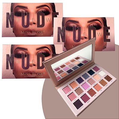Paleta de Sombras Nude New Miss Rôse 7001-002B1 - Kit c/ 03 unid