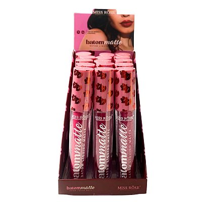 Batom Líquido Matte Miss Rôse MR044/C - Box c/ 15 unid