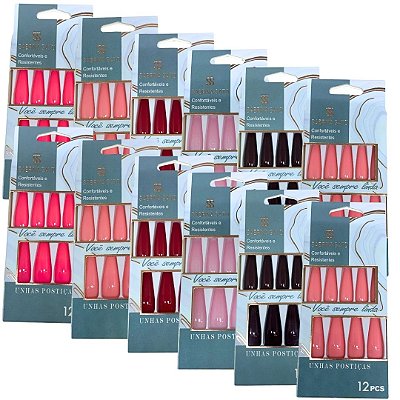 Unhas Postiças Autocolantes Sabrina Sato SP1210 - Pcte c/ 12 unid