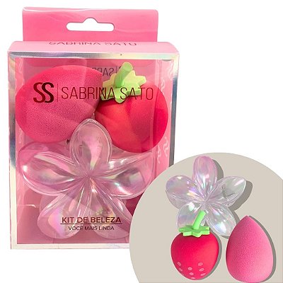 Kit com 02 Esponja de Maquiagem e 01 Presilha Flor Sabrina Sato SP2123