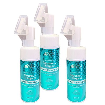 Mousse de Limpeza Facial Ácido Hialurônico Isis Makeup IS104 - Kit c/ 03 unid