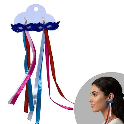 Brinco Mini Máscara e Fitas Colorida para Carnaval