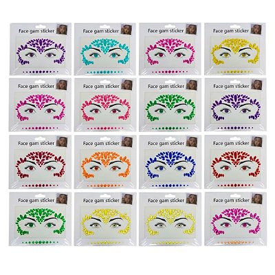 Adesivo Joia Strass Face Gam Sticker MEY24923-TZ / YJ0587 - Pcte c/ 12 unid