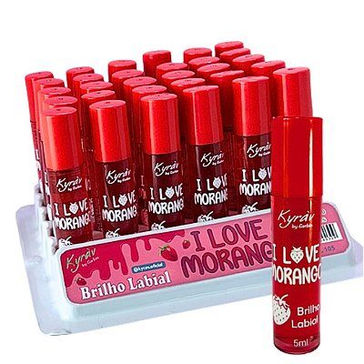 Brilho Labial I Love Morango 5ml Kyráv 105 - Box c/ 30 unid