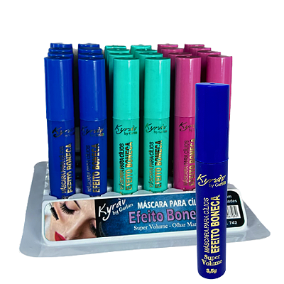 Máscara de Cílios Efeito Boneca Super Volume 3,5g Kyráv 742 - Box c/ 24 unid