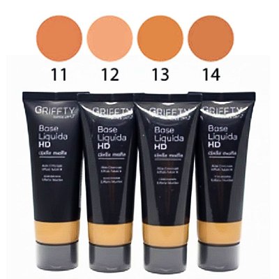 Base Líquida HD Efeito Matte Griffty GF-B6323 - Kit c/ 04 unid