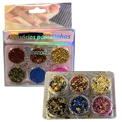 Decoração de Unha Folhas de Ouro Mandala MG023