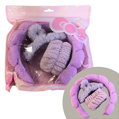 Kit Faixa, Acessório de Cabelo + Presilha Pelúcia para Skin Care MM5545