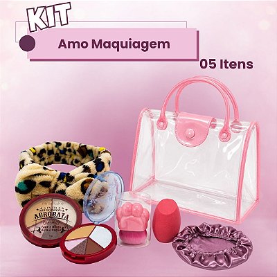 Kit Amo Maquiagem - 05 Itens com Paleta de Sombra
