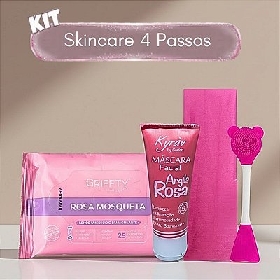 Kit Skincare 04 Passos com Argila Rosa