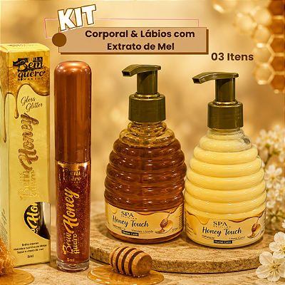 Kit Corporal & Lábios 03 Itens com Extrato de Mel