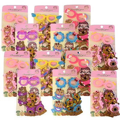 Cartela Presilhas e Xuxinhas Infantil - Pcte c/ 12 unid