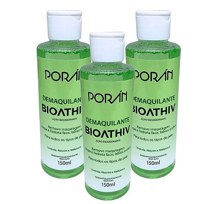 Poran - Demaquilante Bioathiv Ação Desodorante Porán PR112 - Kit c/ 03 unid