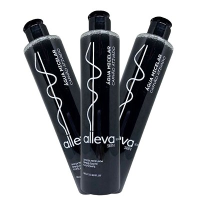 Água Micelar Carvão Ativado Alleva AL0002 - Kit c/ 03 unid
