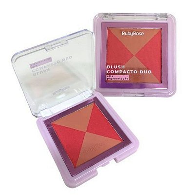 Paleta de Blush Compacto Duo Ruby Rose HB-F585 Cor DB03
