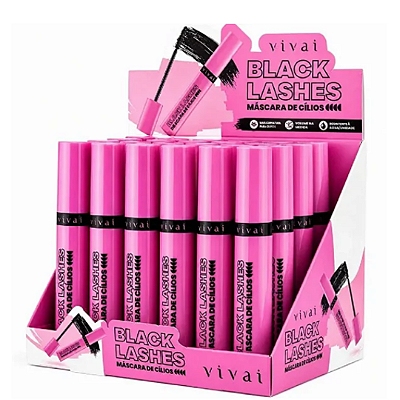 MÁSCARA DE CÍLIOS BLACK LASHES VIVAI 2235.1.1 - BOX C/ 24 UNID