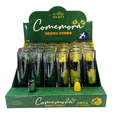 Batom Matte Verde e Amarelo Copa Amor Anjo AM-AB075 - Box c/ 24 unid