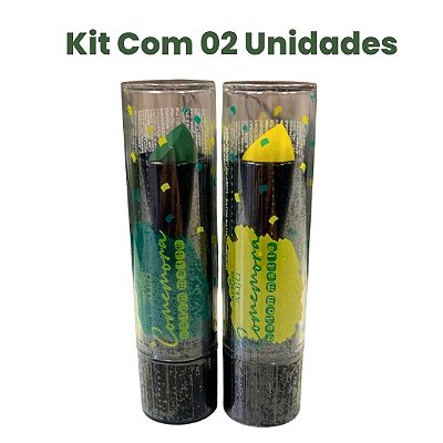 Batom Matte Verde e Amarelo Copa Amor Anjo AM-AB075 - Kit c/ 02 unid
