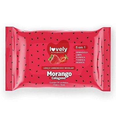 Lenço Demaquilante Morango + Colágeno Lovely FB600
