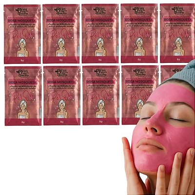 Máscara Facial Sache Peel Off Rosa Mosqueta Bem Me Quero Kit c/ 10 unid