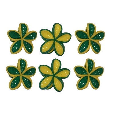 Presilha Para Cabelo Grande Verde E Amarelo Copa - Kit C/ 6 Unid