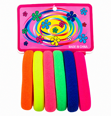 Kit com 06 Elástico Colorido de Cabelo Rabico