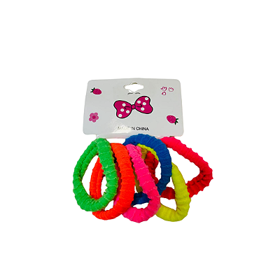 Kit com 06 Elástico Colorido de Cabelo Rabico