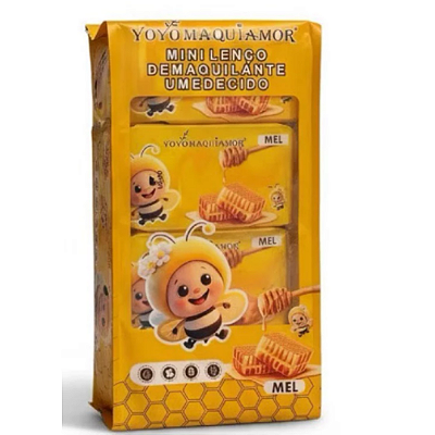 Mini Lenço Demaquilante De Mel Yoyo Maquiamor YYL-D001 - Pcte c/ 08unid