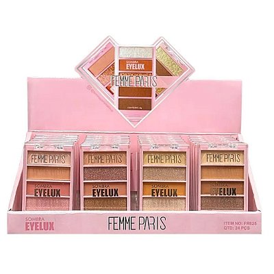 Paleta De sombra Eyelux Femme Paris FR625 - Box c/ 24unid