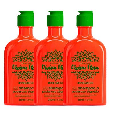 Shampoo Poderoso Segredo Divina Flora 250ml - Kit c/ 03 unid