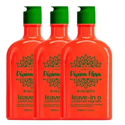 Leave-in Poderoso Segredo Divina Flora 250ml - Kit c/ 03 unid