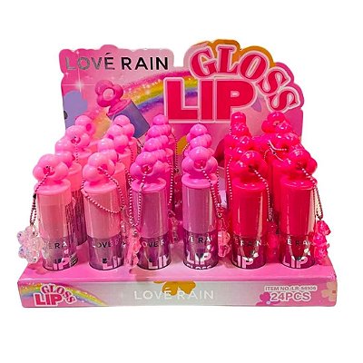 Lip Gloss Chaveirinho Love Rain LR-56105 - Box c/ 24 unid