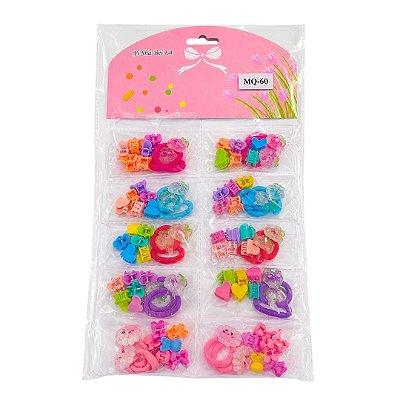 Kit Infantil de Presilhas com Elastico e Mini Piranha MQ60 Pcte c/ 10unid