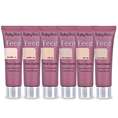 Base Líquida Feels Ruby Rose HB-8053 Group 01 – Kit c/ 06 unid