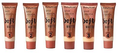Base Liquida Soft Matte Ruby Rose HB-8050 Group 01 Nude - Kit c/ 06 unid