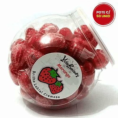 Brilho Labial Cremoso Moranguinho Yvis Beauty - Pote c/ 50 unidades