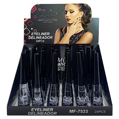 Delineador Líquido Eyeliner Miss France MF-7533 - Box c/ 24 unid