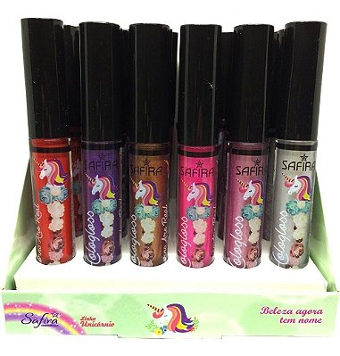 Gloss Labial Hologloss Safira Linha Unicórnio - Box c/ 24 unid