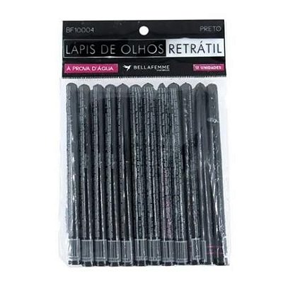 Lápis de Olho Retrátil à Prova d'água Bella Femme BF10004 - Pcte c/ 12 unid