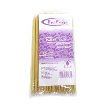Palito de madeira para unhas HigiBras 132 - Pcte c/ 50 unid