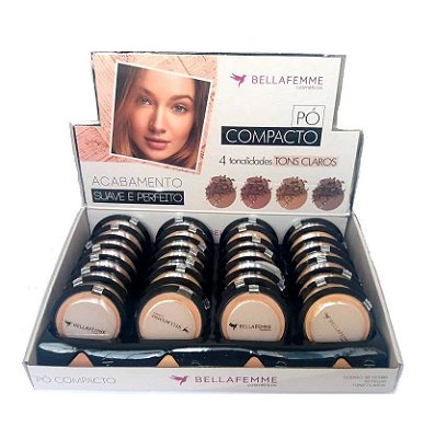 Pó Compacto Bella Femme c/ Provador Tons Claros BF10006A - Box c/ 32 unid