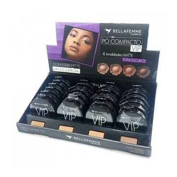 Pó Compacto Matte Bella Femme VIP TR30003C Tons Escuros - Box c/ 24 unid