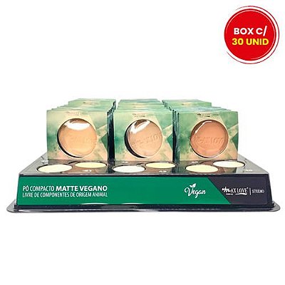 Pó Compacto Matte Vegano Tons 40 ao 45 Max Love - Box c/ 30 unid