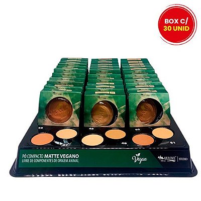 Pó Compacto Matte Vegano Tons 46 ao 51 Max Love - Box c/ 30 unid