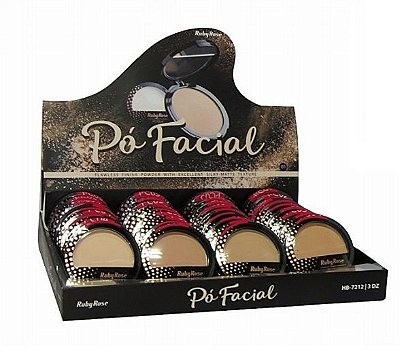 Pó Facial Ruby Rose HB-7212 Group 6 Tons Escuros - Box c/ 36 unid