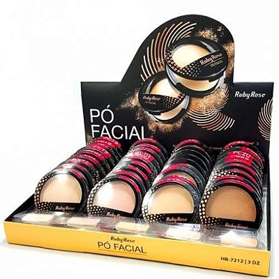 Pó Facial Ruby Rose HB-7212 Group 8 Tons Claros e Médios - Box c/ 36 unid