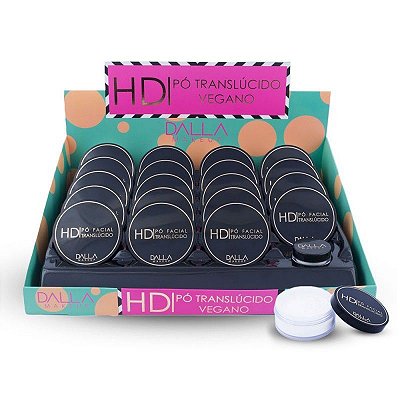 Pó Facial Translúcido HD Vegano Dalla Makeup DL0706 - Box c/ 19 unid + provador