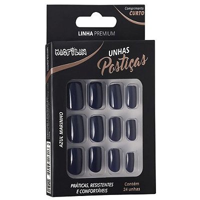 Unhas Postiças Macrilan Linha Premium Curto Azul Marinho UP210A