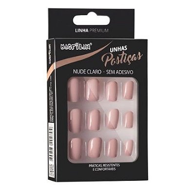 Unhas Postiças Macrilan Linha Premium Curto Nude Claro UP204A