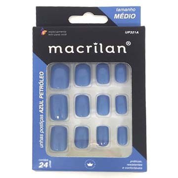 Unhas Postiças Macrilan Médio Azul Petróleo UP321A